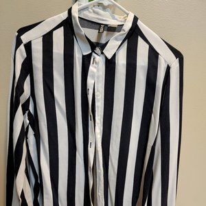 White and blue strip blouse